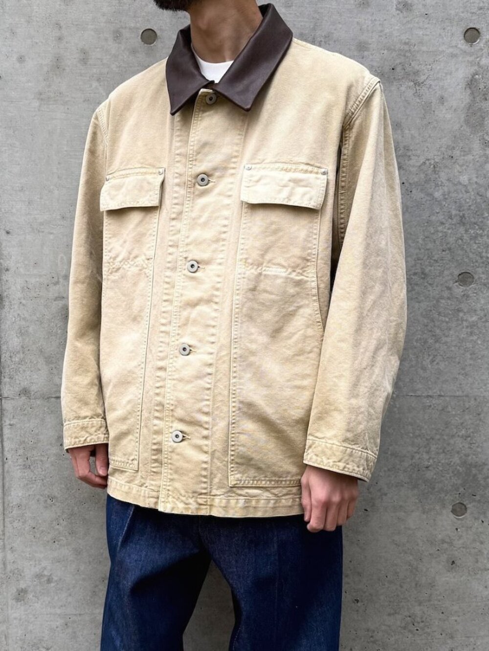 NWT Auralee Organic Cotton Duck Blouson Light Beige